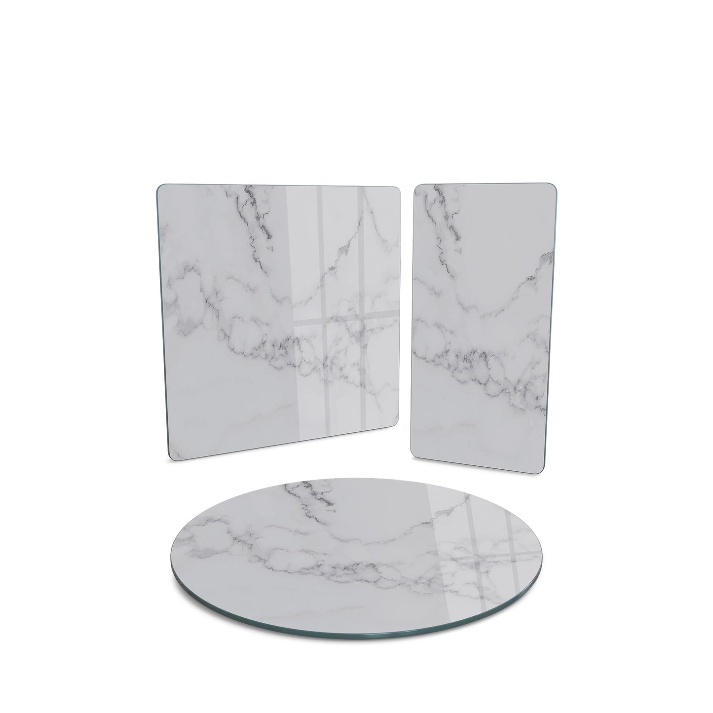 Vivantes 3 piece glass serving set - White Marble w