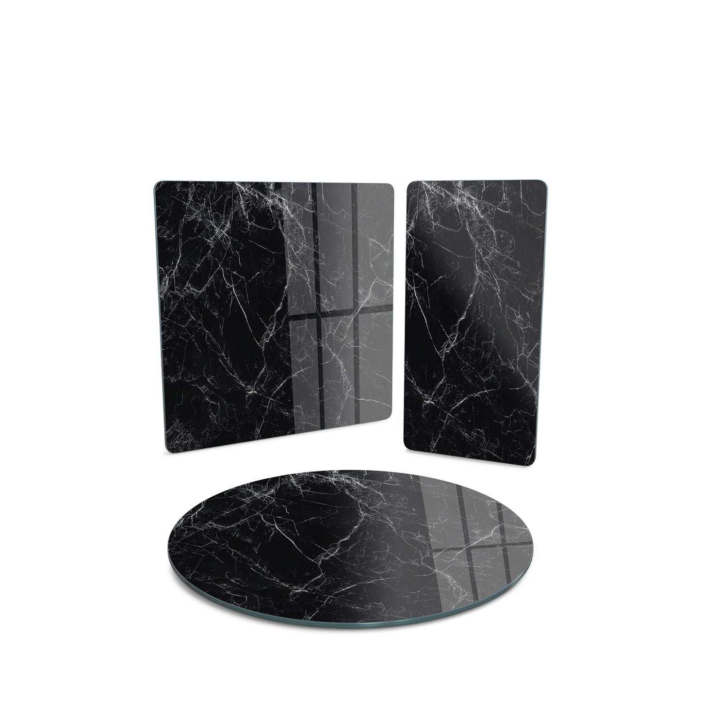 Vivantes 3 piece glass serving set - Black and White Marble