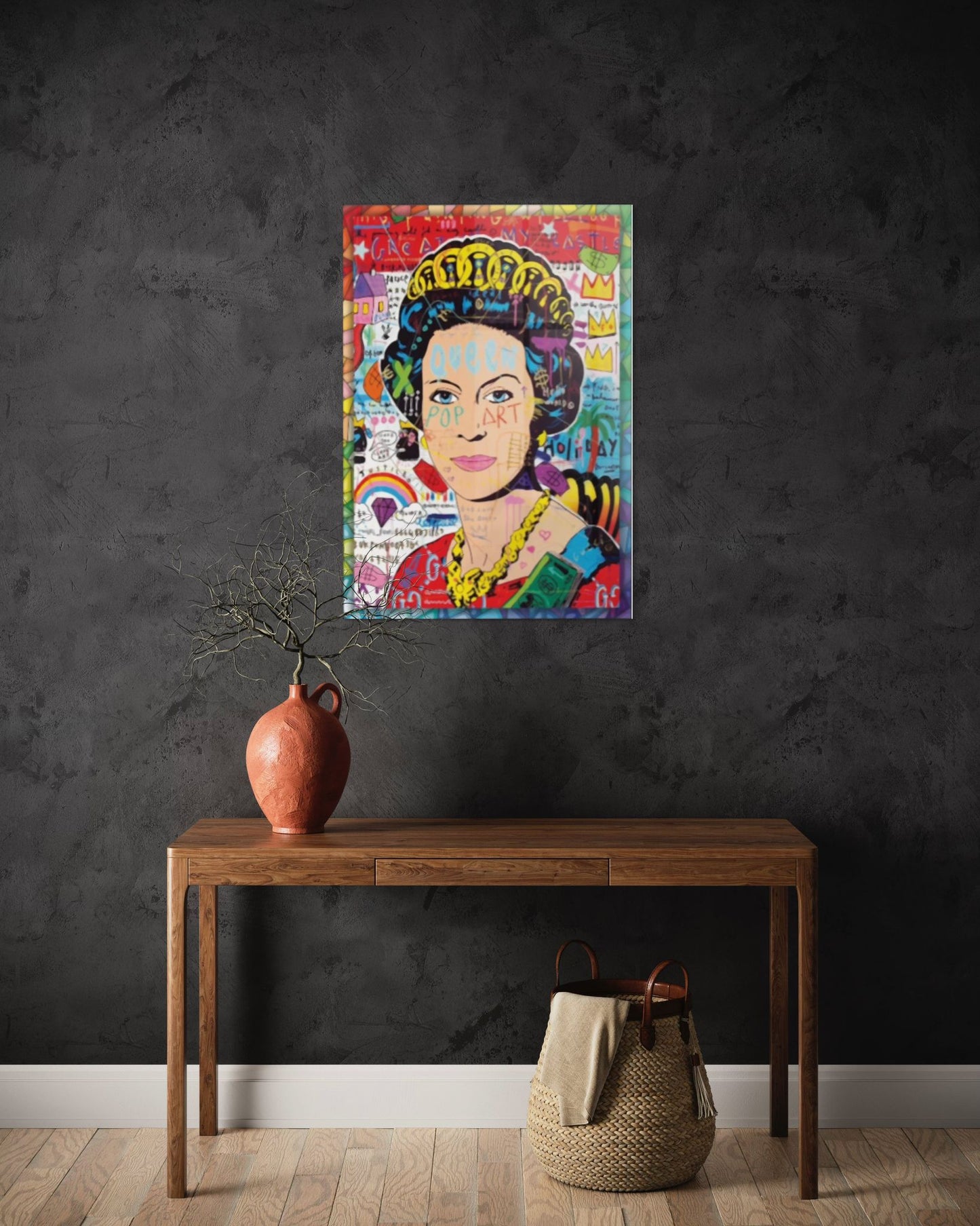 Vivantes Tempered Glass Wall Art - Pop Art Queen of England