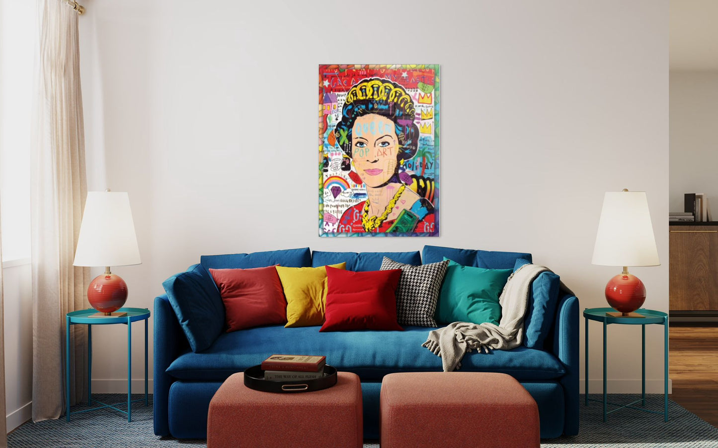 Vivantes Tempered Glass Wall Art - Pop Art Queen of England