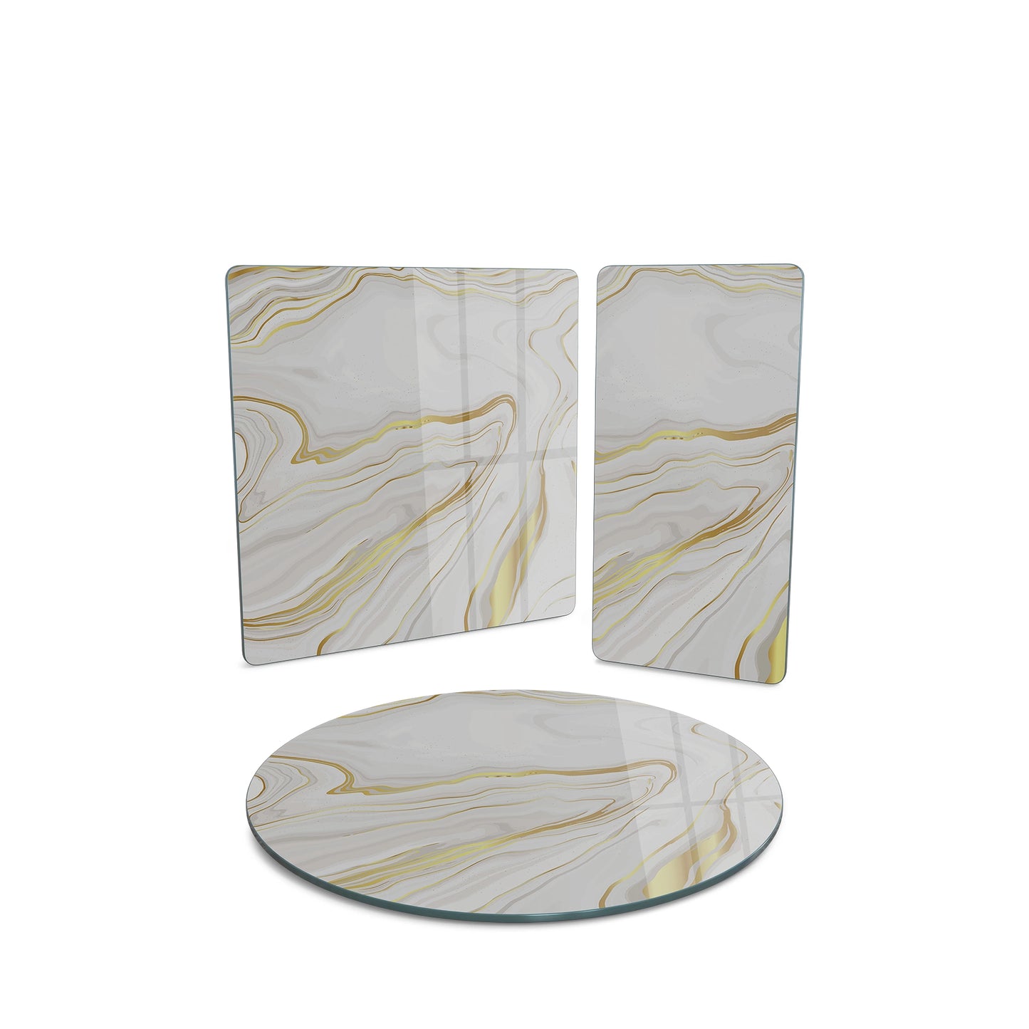 Vivantes 3 piece glass serving set - White Golden Marble