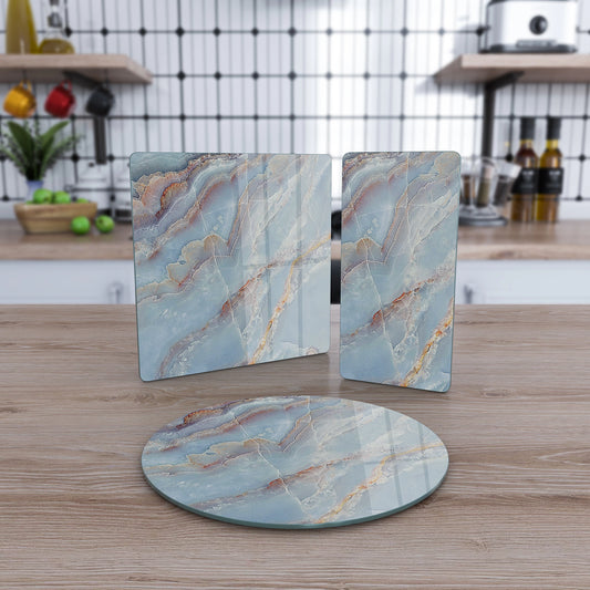 Vivantes 3 piece glass serving set - Blue Marble