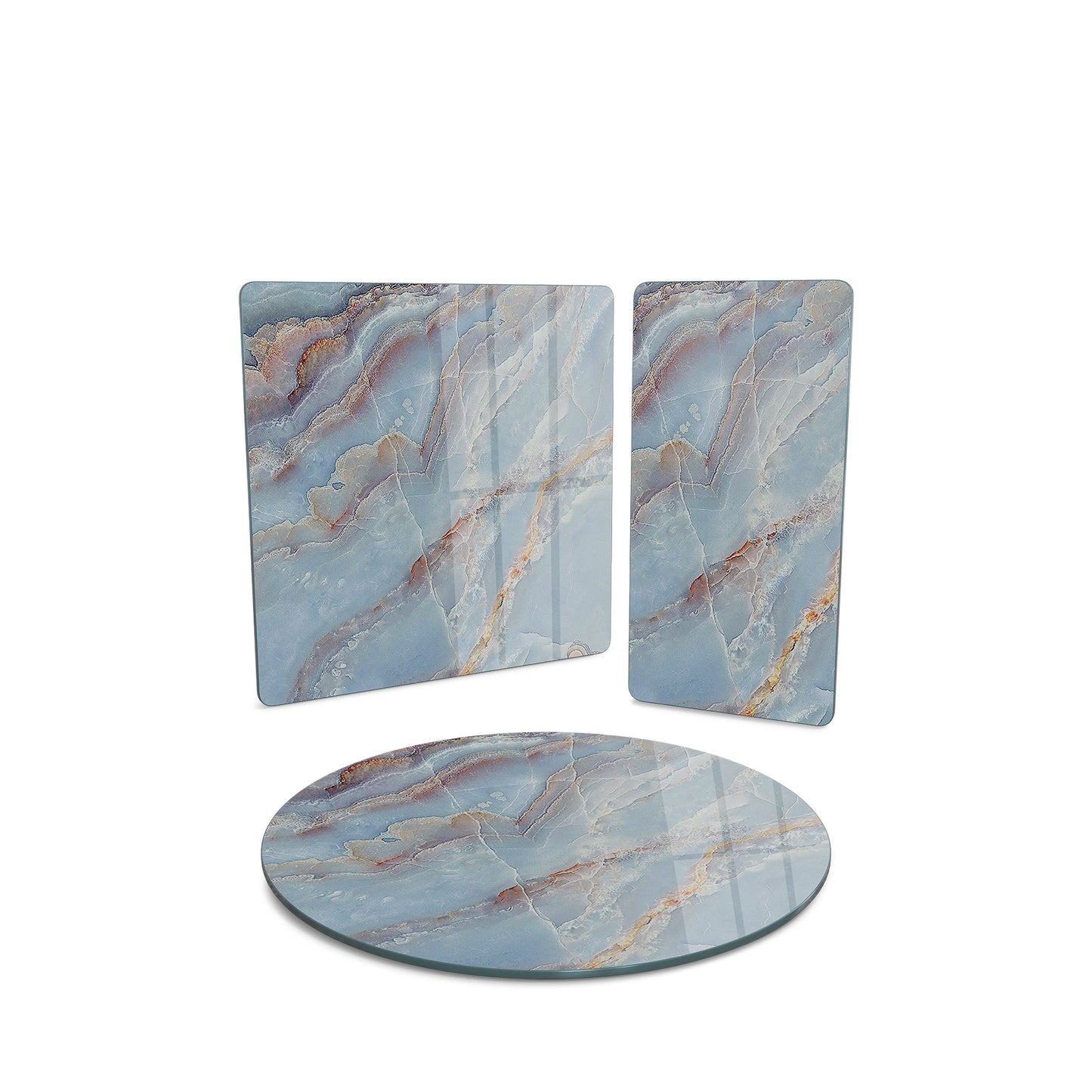 Vivantes 3 piece glass serving set - Blue Marble