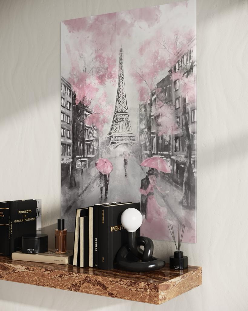 Vivantes Tempered Glass Wall Art - Paris in Pink