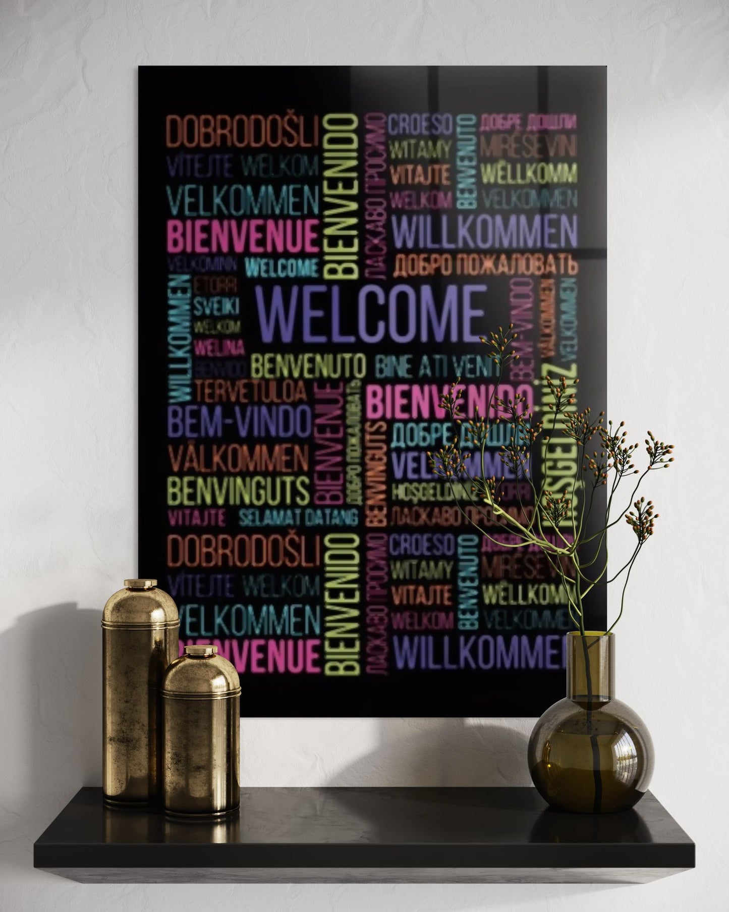 Vivantes Tempered Glass Wall Art - Welcome in Many Languages