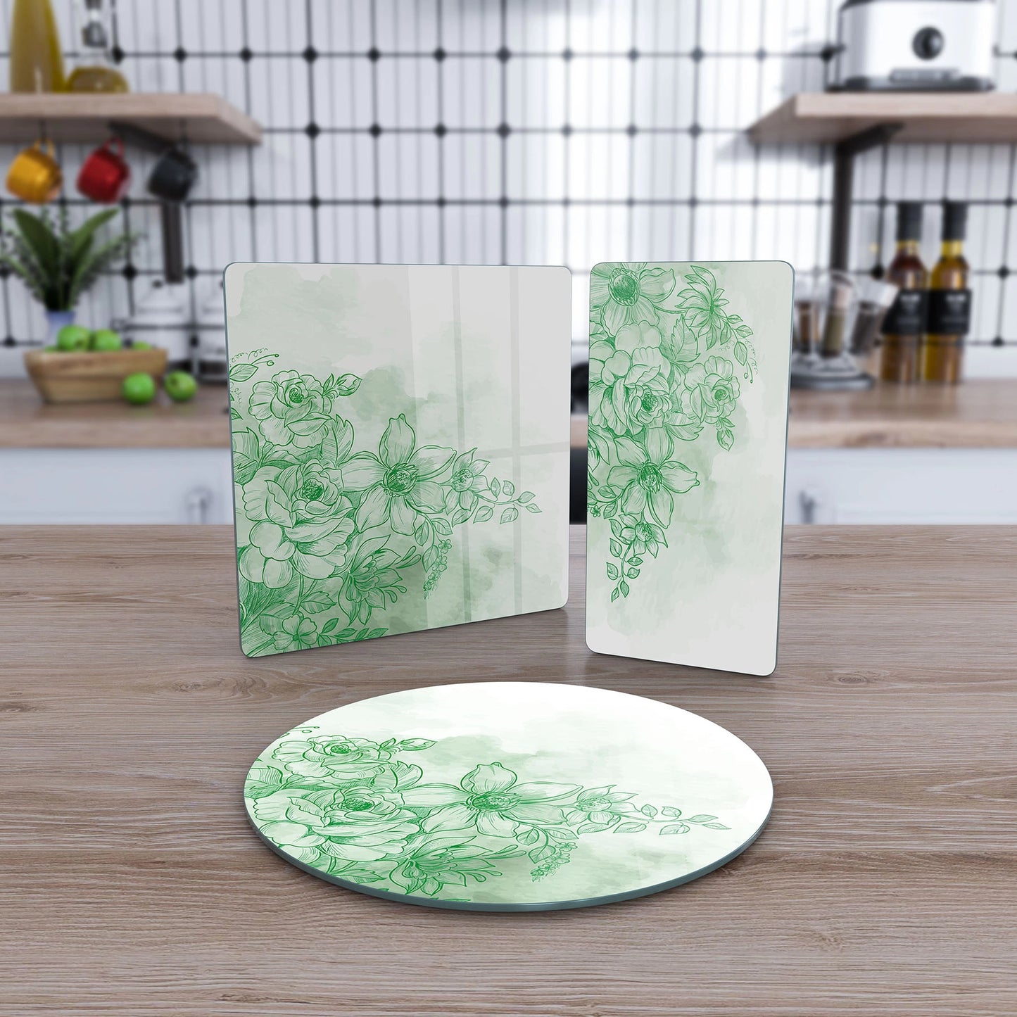 Vivantes 3 piece glass serving set - Green Retro