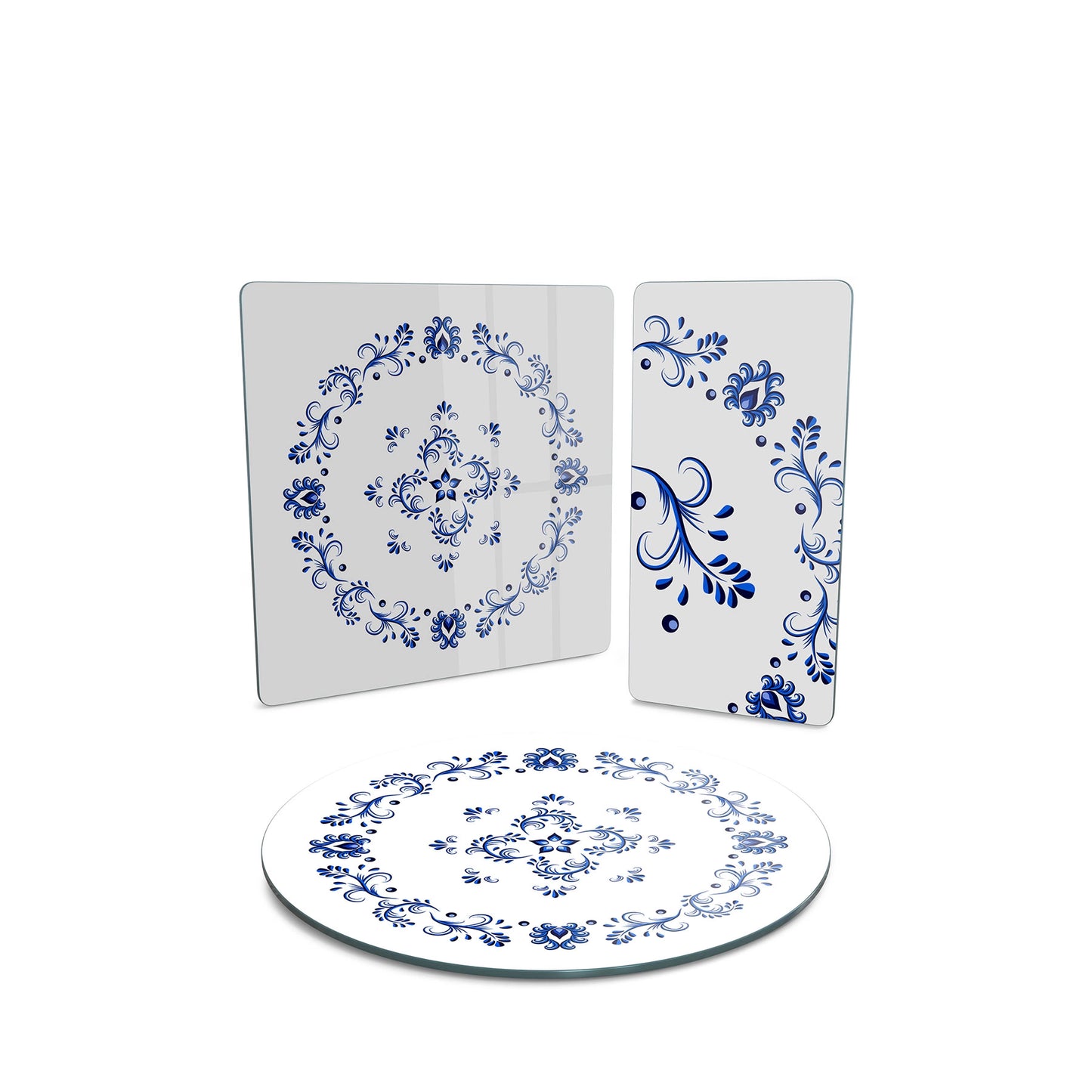 Vivantes 3 piece glass serving set - Chinese Tile