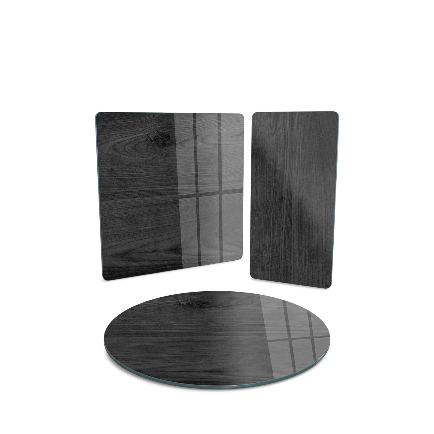 Vivantes 3 piece glass serving set - Black Wood