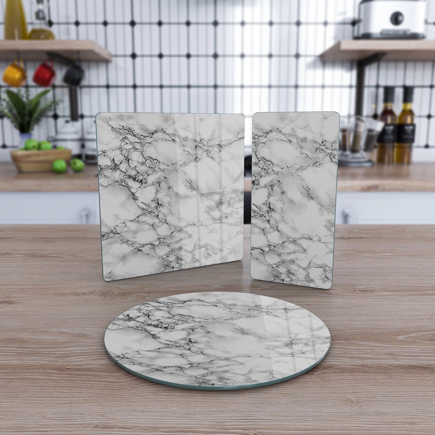 Vivantes 3 piece glass serving set - Marble