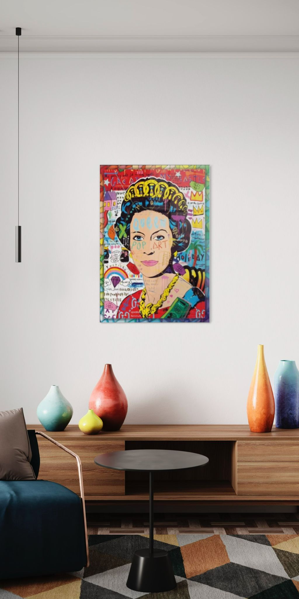 Vivantes Tempered Glass Wall Art - Pop Art Queen of England