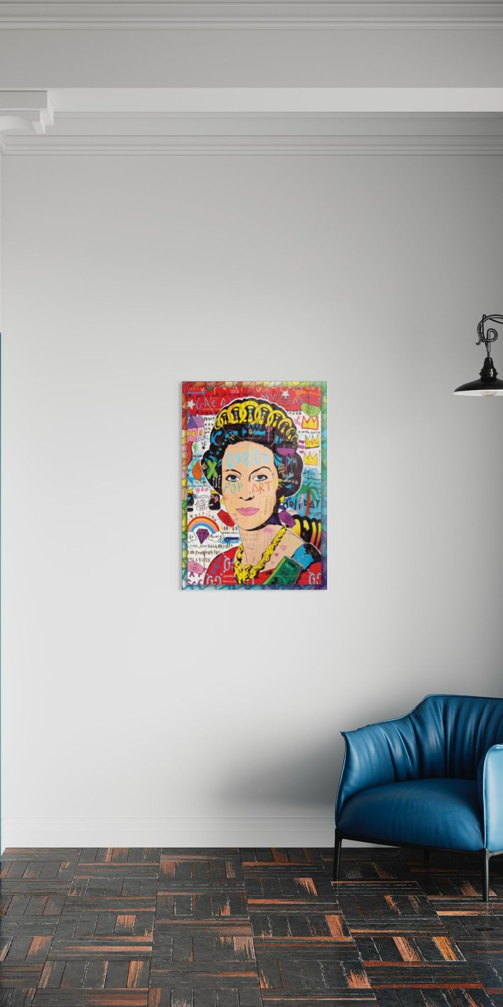 Vivantes Tempered Glass Wall Art - Pop Art Queen of England