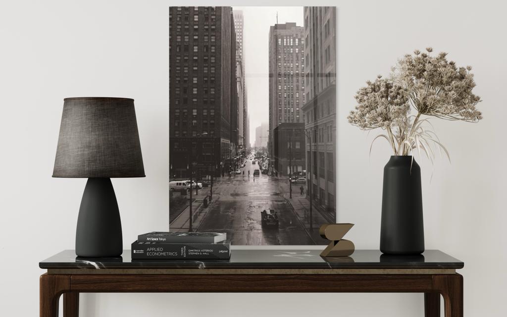 Vivantes Tempered Glass Wall Art - New York in Black and White