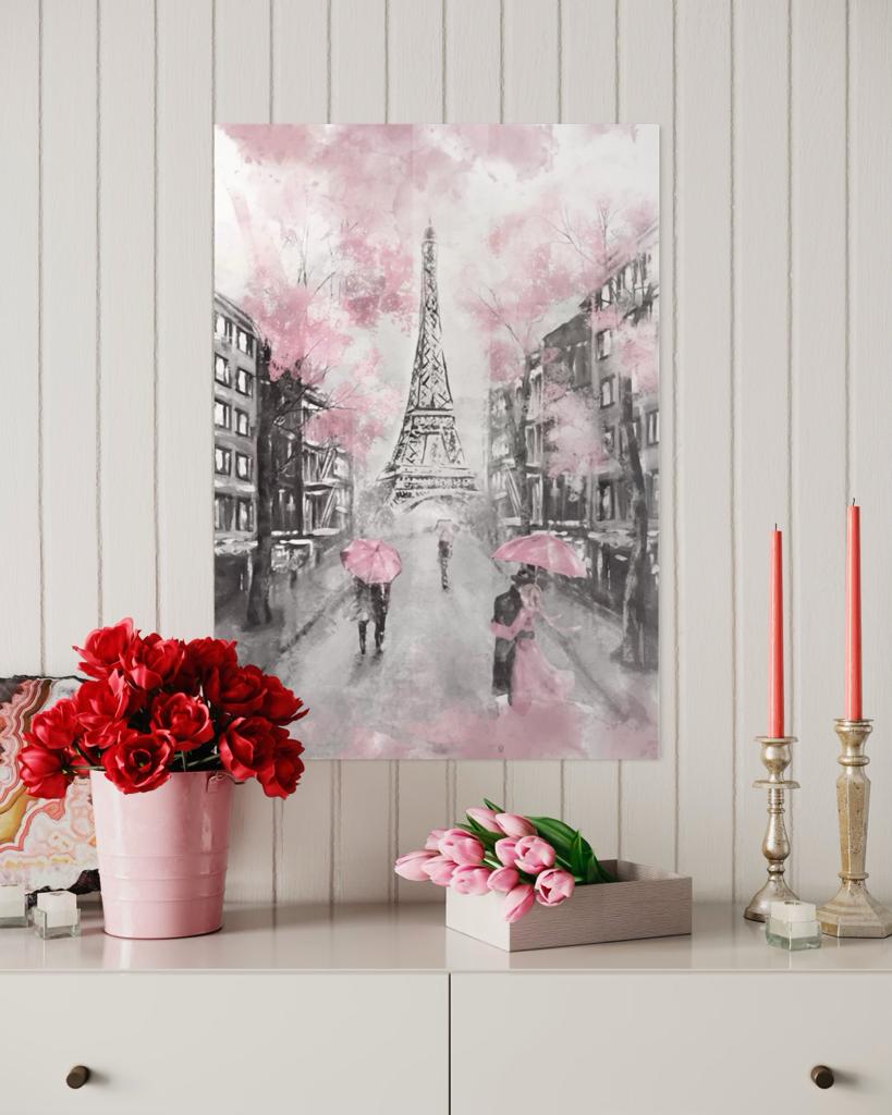 Vivantes Tempered Glass Wall Art - Paris in Pink