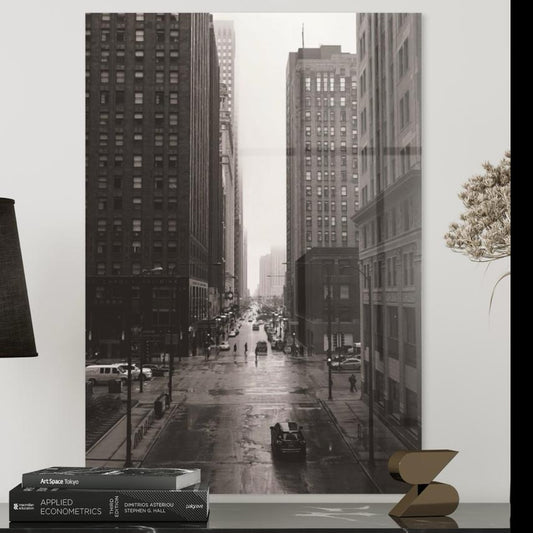 Vivantes Tempered Glass Wall Art - New York in Black and White