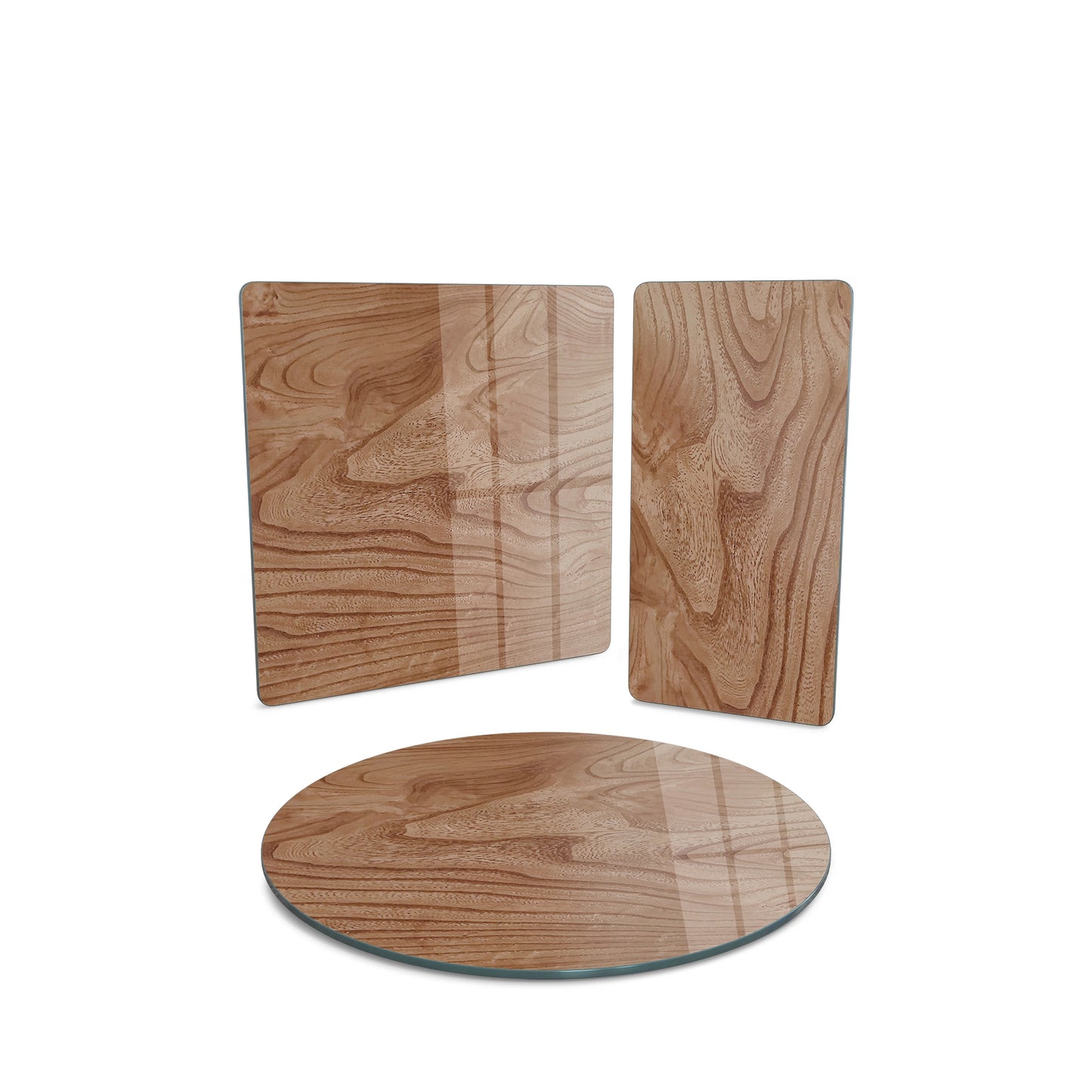 Vivantes 3 piece glass serving set - Chestnut Wood