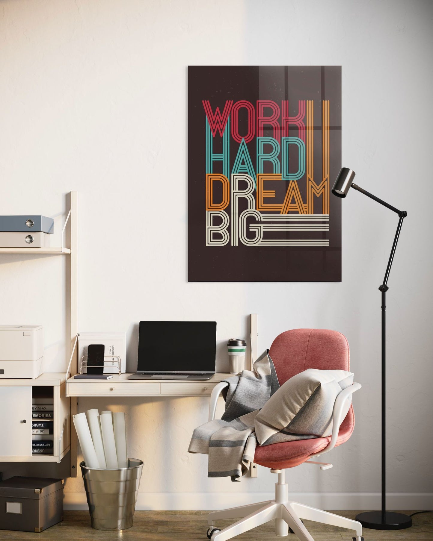 Vivantes Tempered Glass Wall Art - Work Hard Dream Big