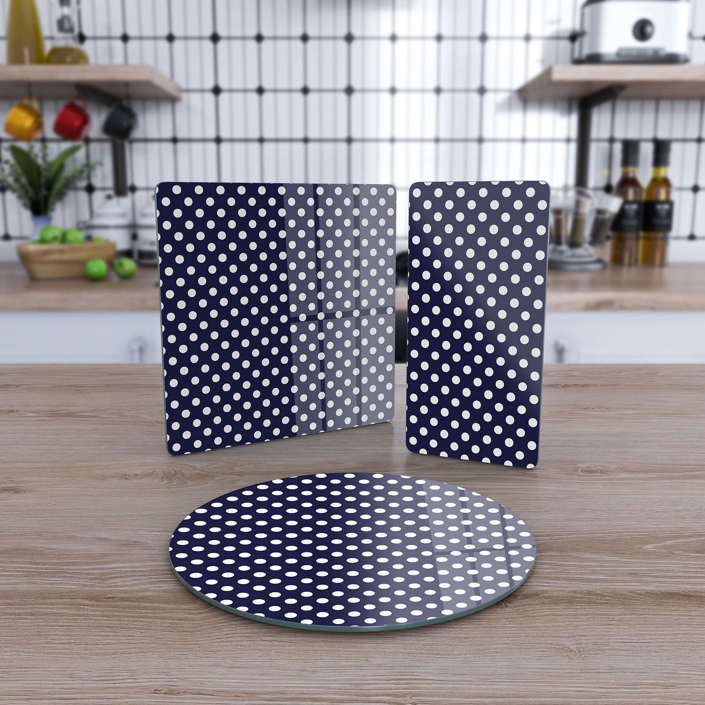 Vivantes 3 piece glass serving set - Navy Dots