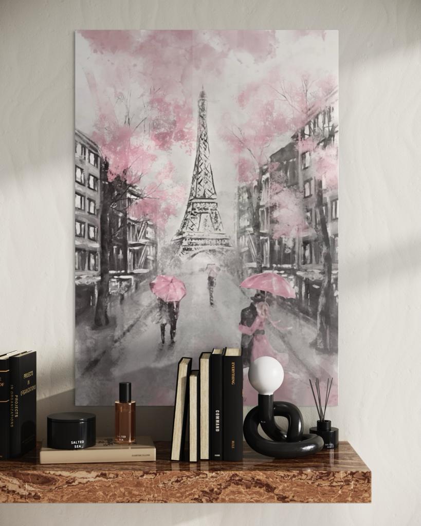 Vivantes Tempered Glass Wall Art - Paris in Pink