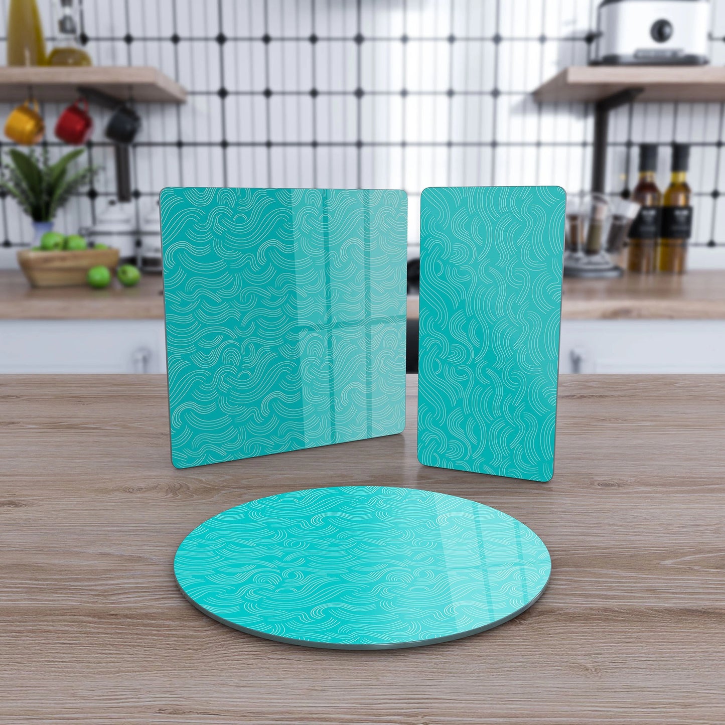 Vivantes 3 piece glass serving set - Hawaiian Turquoise