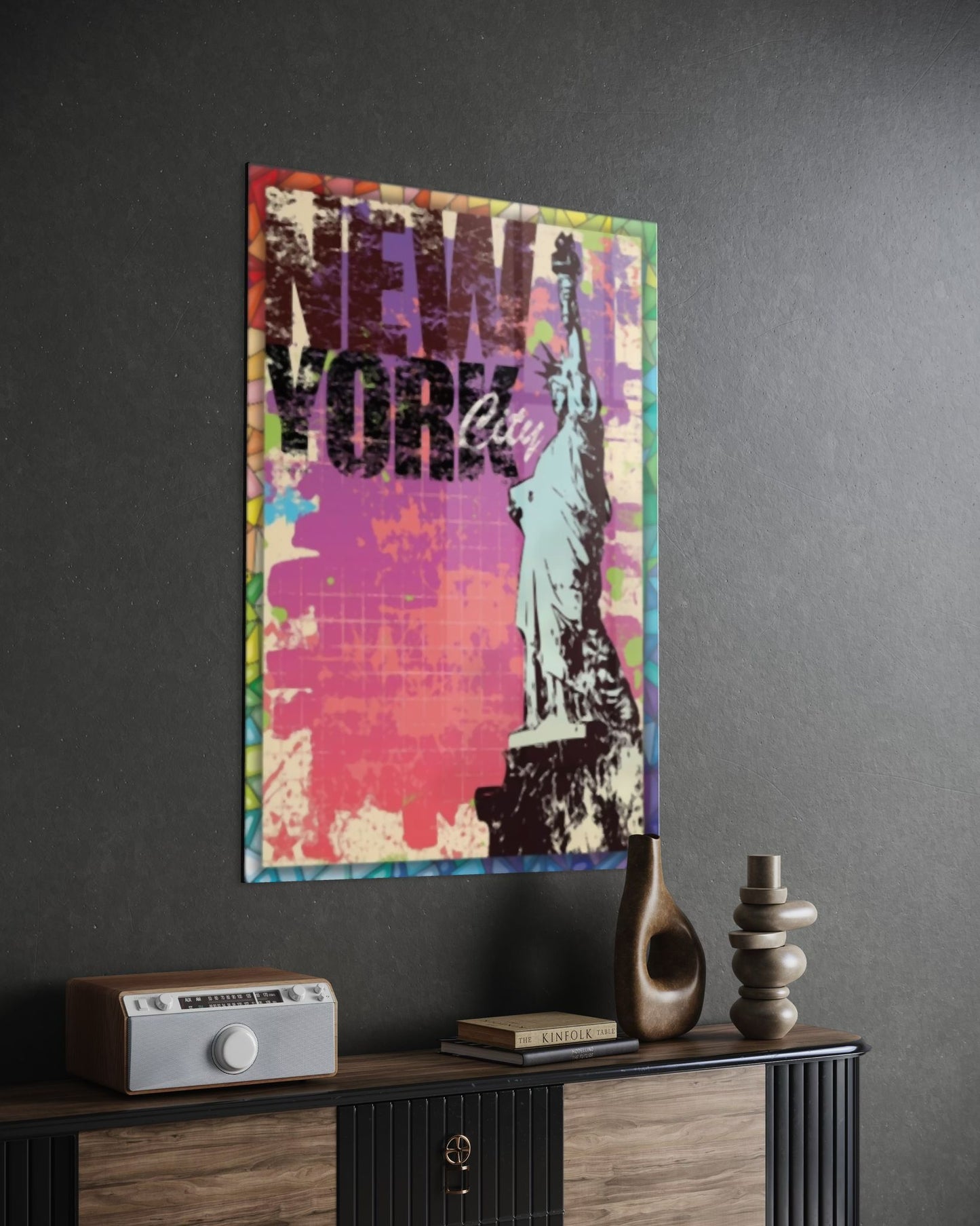 Vivantes Tempered Glass Wall Art - New York City with Colors