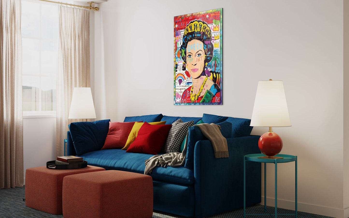 Vivantes Tempered Glass Wall Art - Pop Art Queen of England