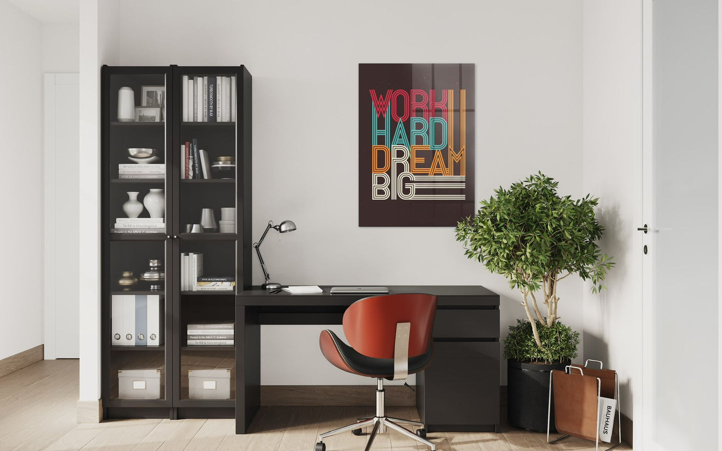 Vivantes Tempered Glass Wall Art - Work Hard Dream Big