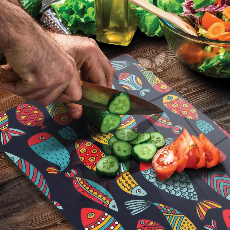 Tempered Glass Cutting Board - African Fish