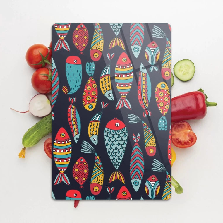 Tempered Glass Cutting Board - African Fish