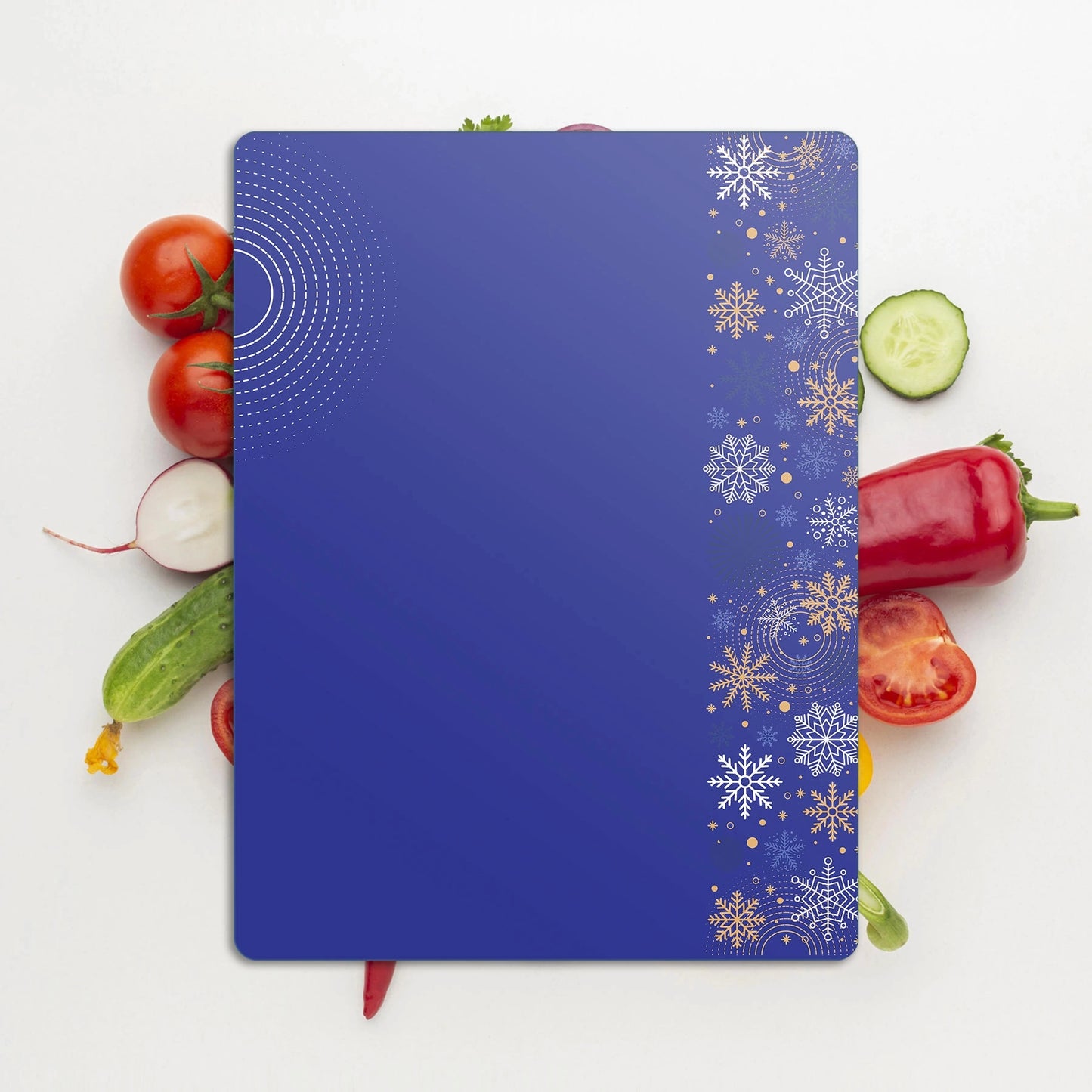 Tempered Glass Cutting Board -  Blue Christmas