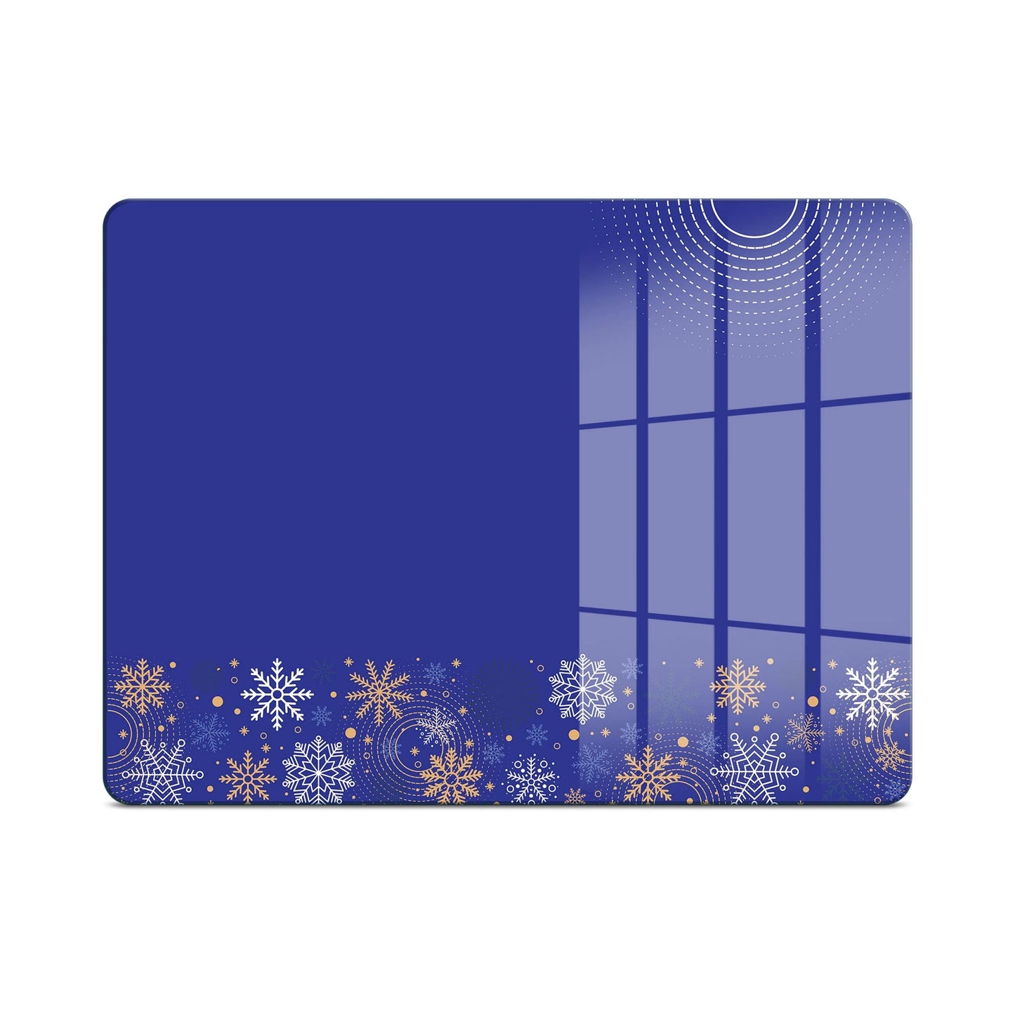 Tempered Glass Cutting Board -  Blue Christmas