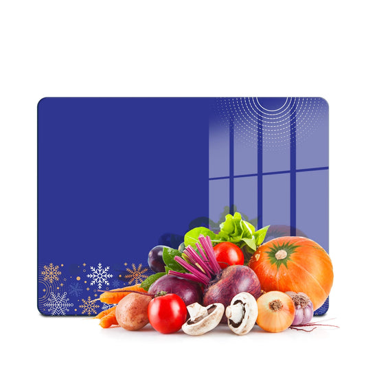 Tempered Glass Cutting Board -  Blue Christmas