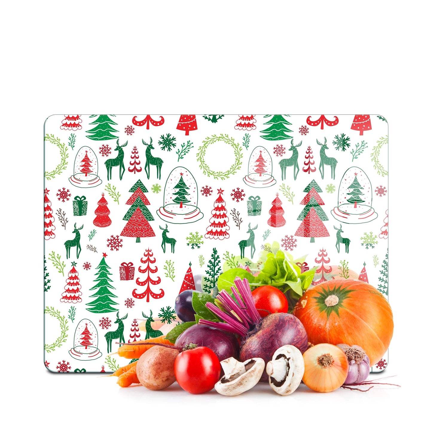 Tempered Glass Cutting Board - Mixed Christmas