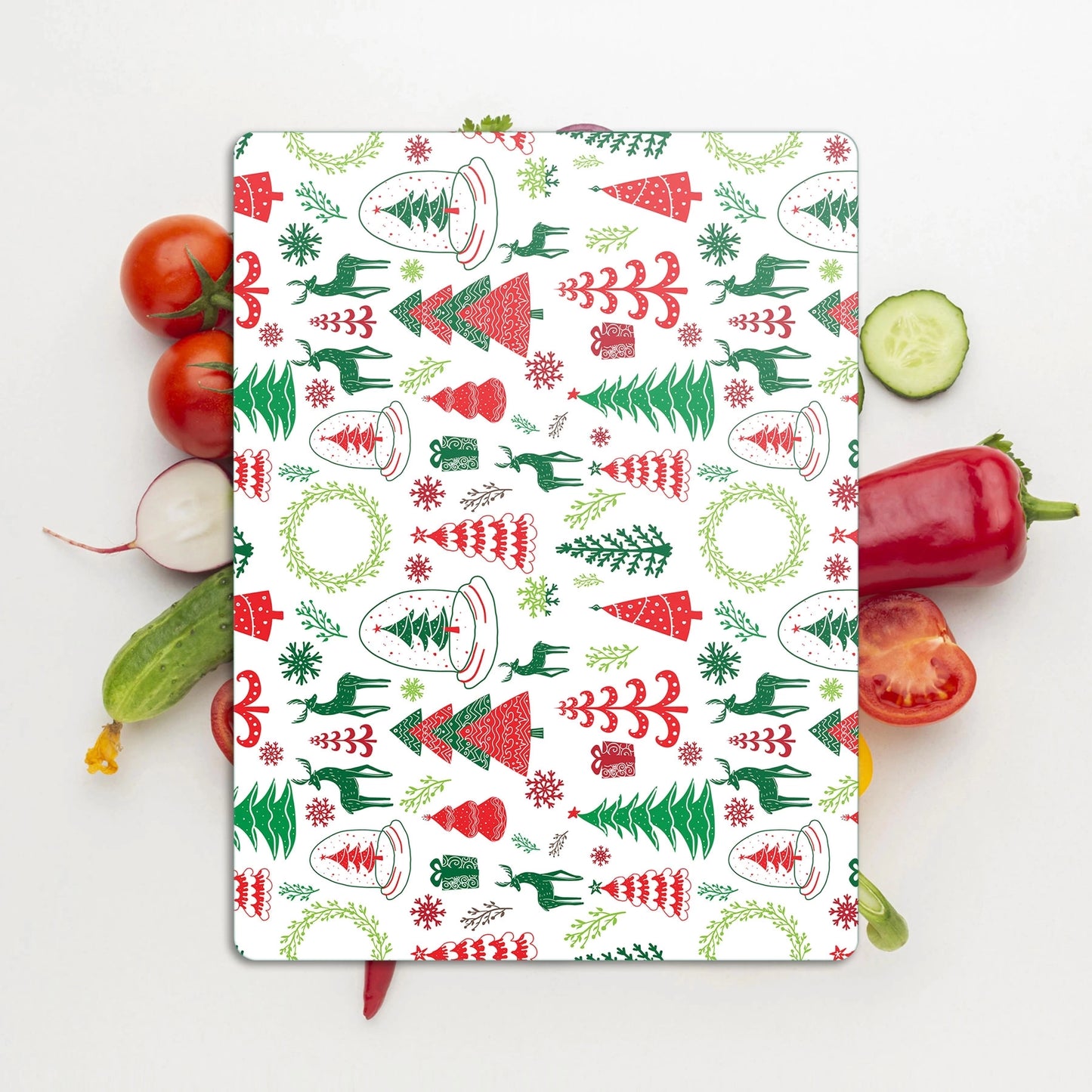 Tempered Glass Cutting Board - Mixed Christmas