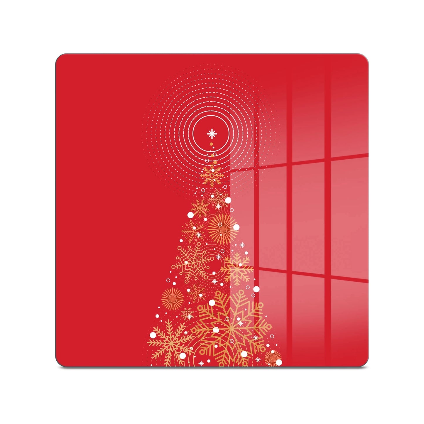 Tempered Glass Square Cutting Board - Christmas Red Christmastree