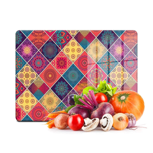 Tempered Glass Cutting Board - Small Colorful Tiles