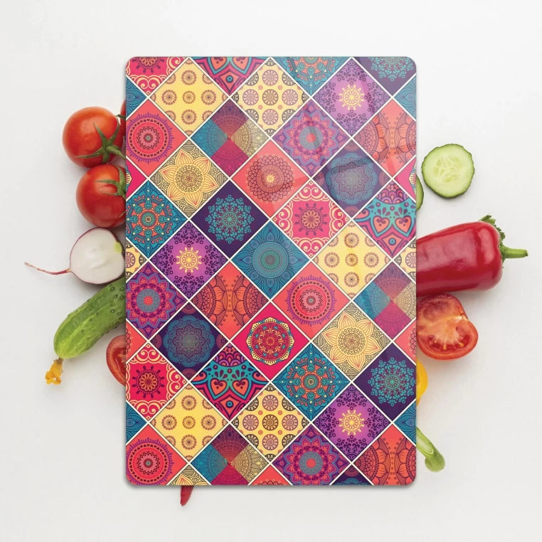 Tempered Glass Cutting Board - Small Colorful Tiles