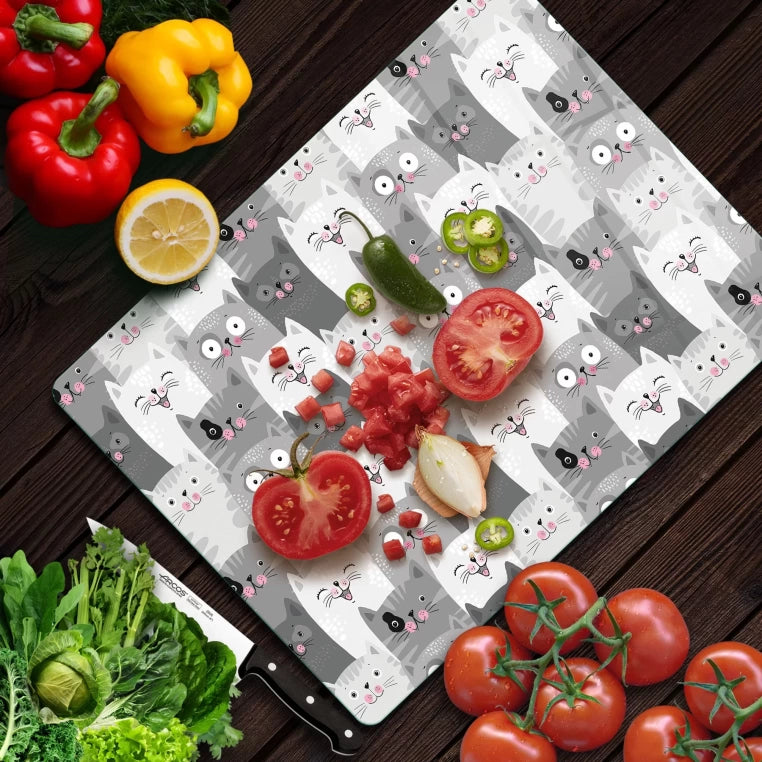 Tempered Glass Cutting Board - Big Cat Family