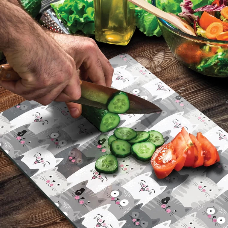 Tempered Glass Cutting Board - Big Cat Family