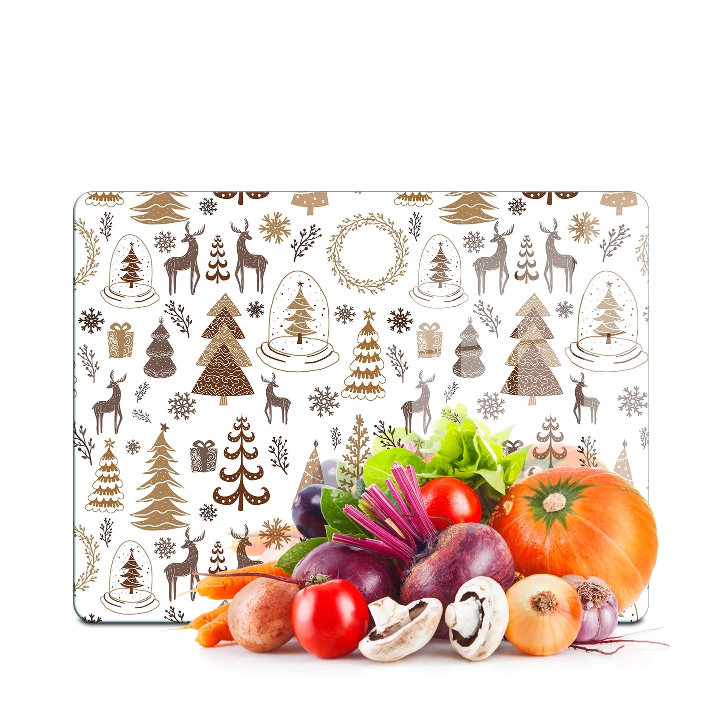 Tempered Glass Cutting Board - Brown Christmas