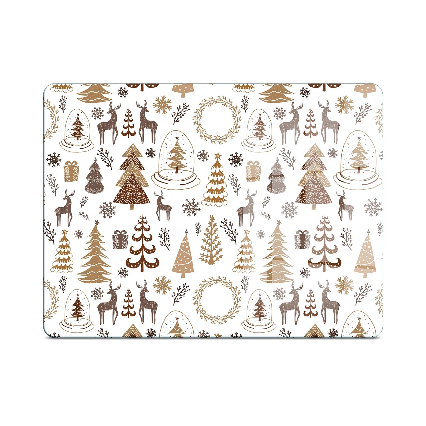 Tempered Glass Cutting Board - Brown Christmas