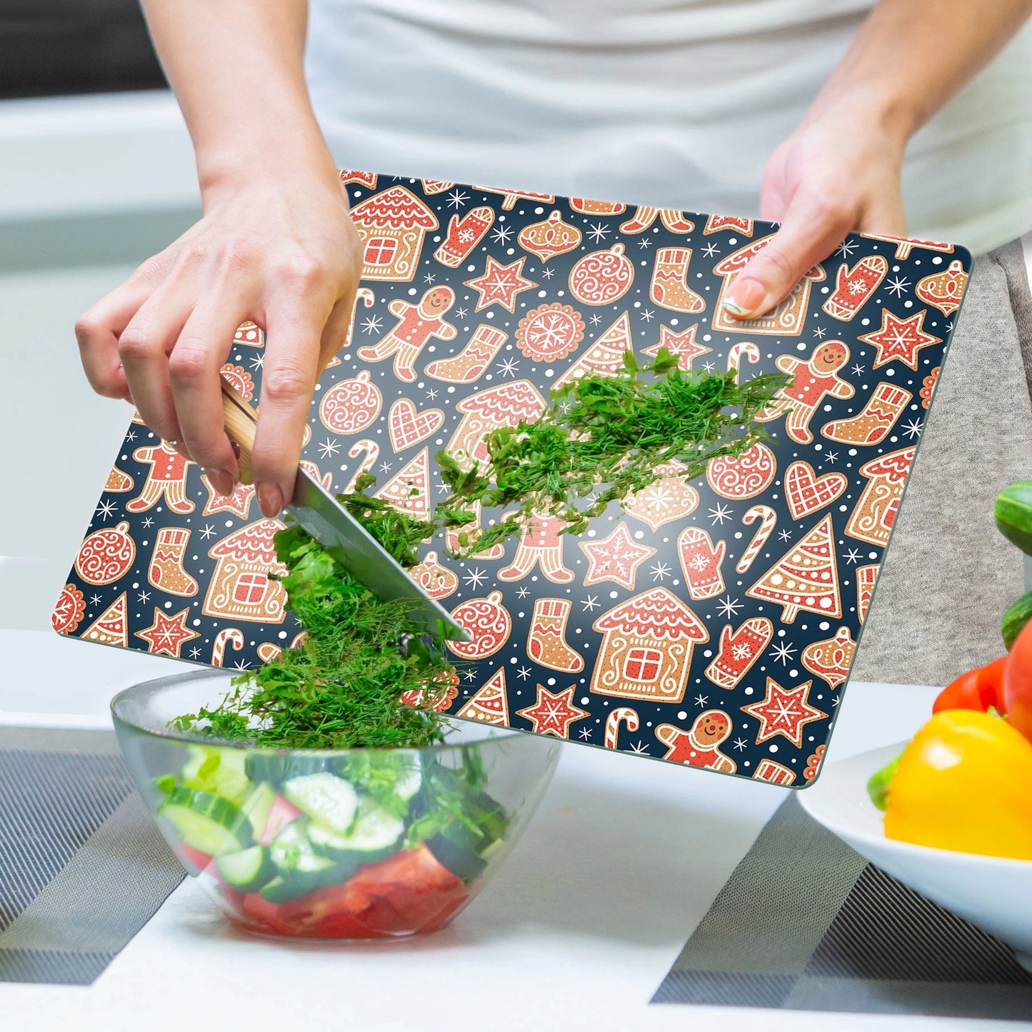 Tempered Glass Cutting Board -  Christmas Cookies