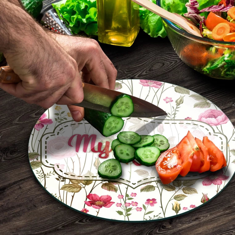 Tempered 12 inch Round Glass Cutting Board - My Kitchen