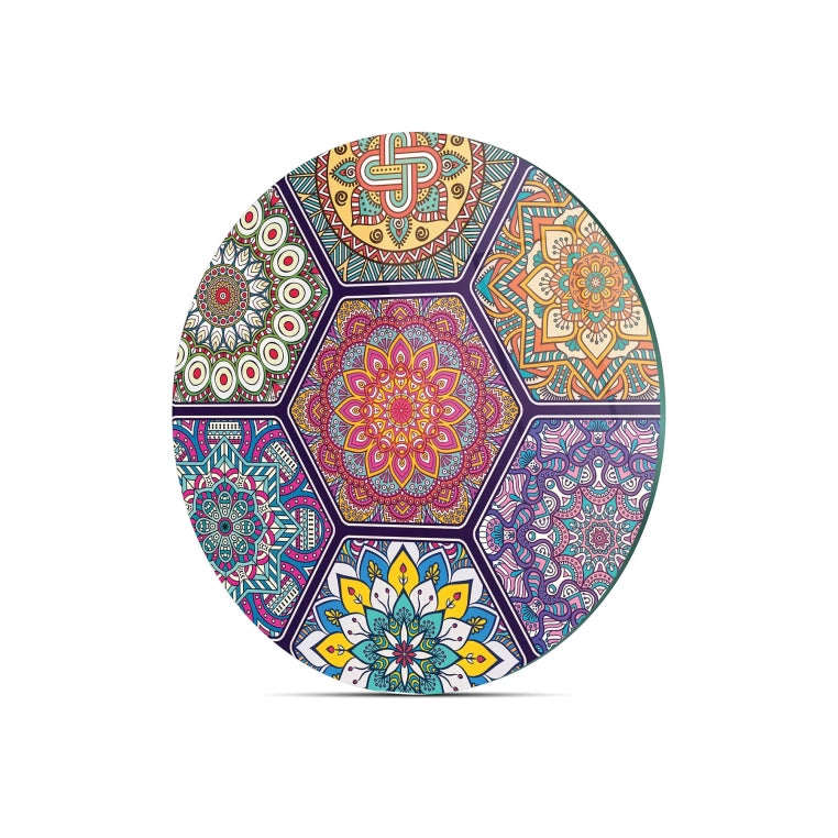 Tempered 12 inch Round Glass Cutting Board - Mandala