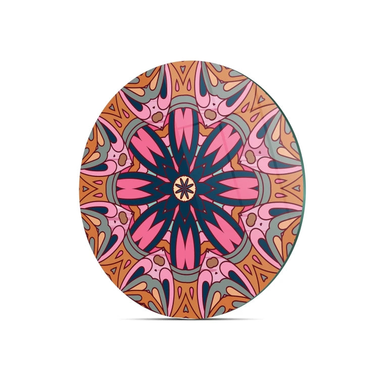 Tempered 12 inch Round Glass Cutting Board - Round Mandala