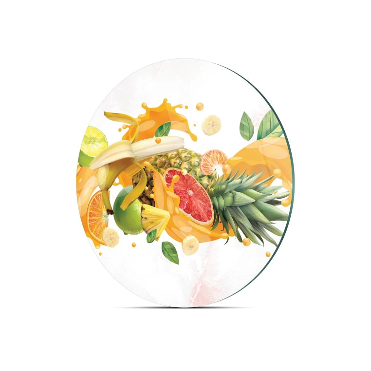 Tempered 12 inch Round Glass Cutting Board - Fruity