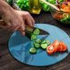 Tempered 12 inch Round Glass Cutting Board - Blue