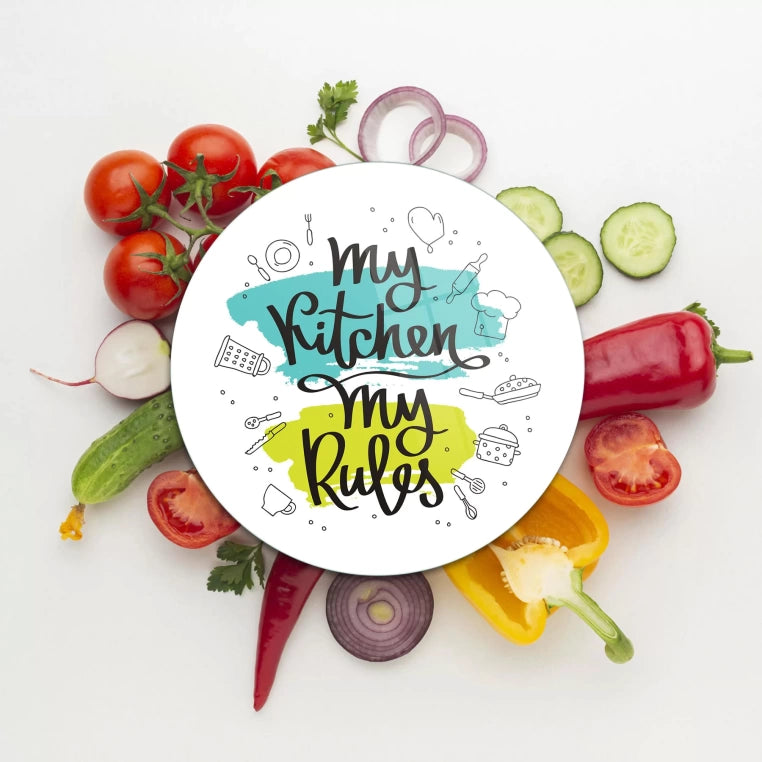 Tempered 12 inch Round Glass Cutting Board - My Kitchen My Rules