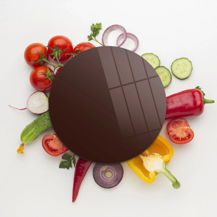 Tempered 12 inch Round Glass Cutting Board - Dark Chocolate