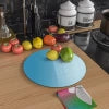 Tempered 12 inch Round Glass Cutting Board - Blue