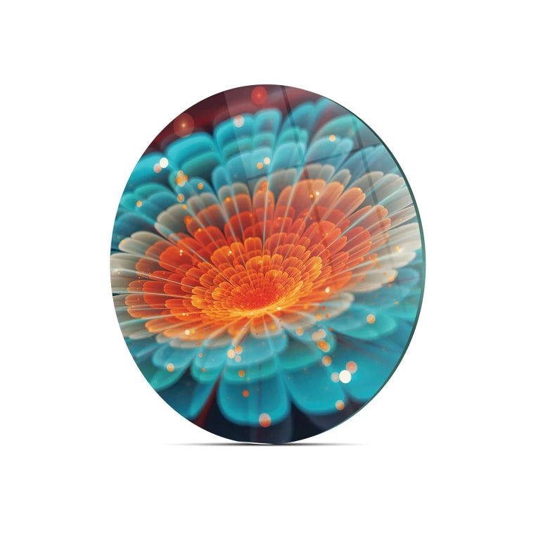 Tempered 12 inch Round Glass Cutting Board - Digital Flower